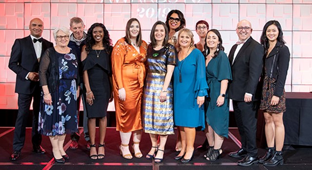 Diversity Works New Zealand Chief Executive Rachel Hopkins with the team at the 2019 Gala Dinner