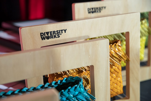 Examples of the Diversity Awards NZ winner award trophies